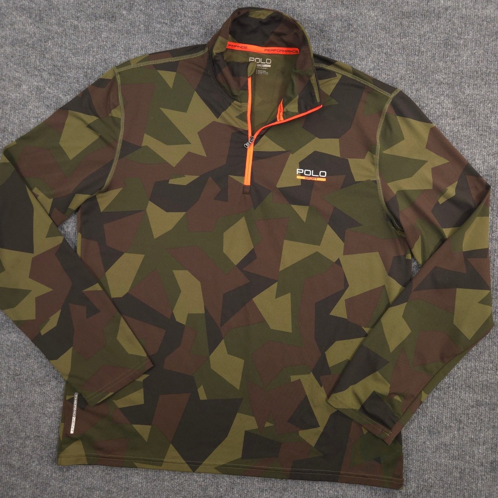 Polo Sport Ralph Lauren Performance 1/4 Zip Mens L Camo AOP Golf Athletic Casual
